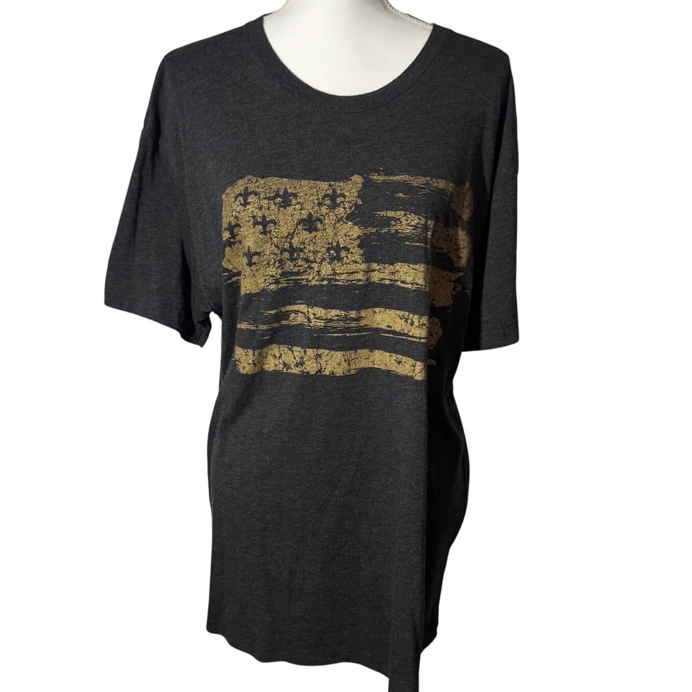 Next Level Apparel Louisiana Flag Graphic Tee Size XL Saints Football Black Gold